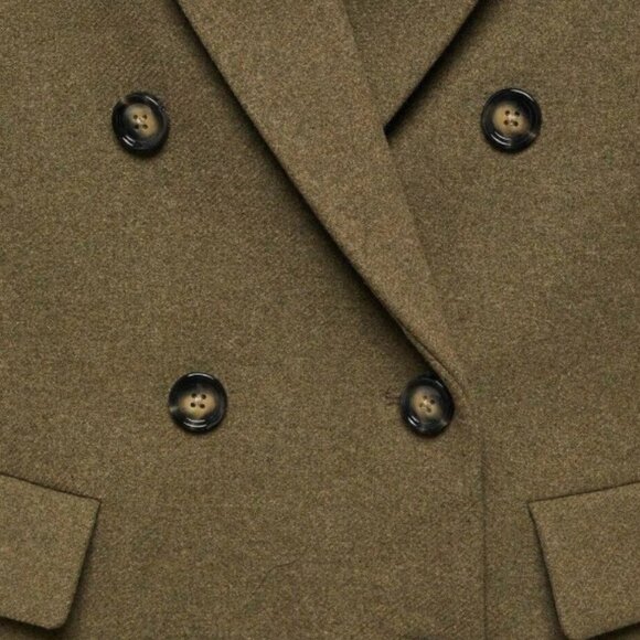 NWT MANGO DALI Double-Breasted Wool Coat, Khaki (Sage toned) – Size Small - Picture 2 of 16